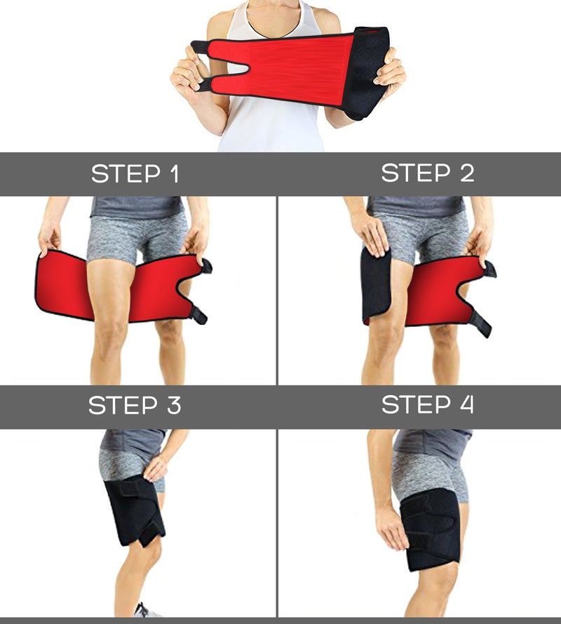 Stone and Clark Adjustable Thigh Brace Support, Quadriceps Support and Thigh Wraps for Men and Women. Unisex Breathable Neoprene Non-Slip Hamstring Compression Sleeve - Image 5